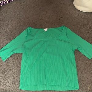 Green Ribbed Top